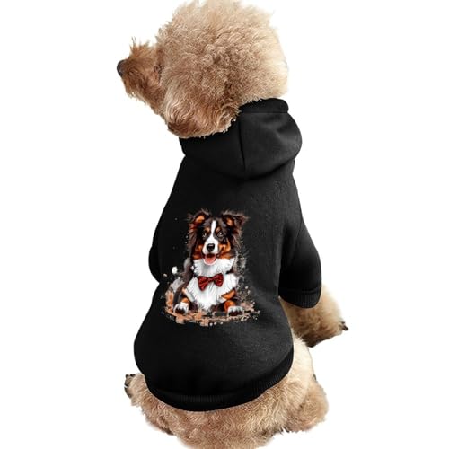 Australischer Schäferhund mit Fliege-Aufdruck, Haustier-Hunde-Kapuzenpullover, originelle Kleidung, Pullover-Sweatshirt für kleine Welpen und Katzen Australischer Schäferhund mit Fliege-Aufdruck, Haustier-Hunde-Kapuzenpullover, originelle Kleidung, Pullover-Sweatshirt für kleine Welpen und Katzen von SMAZDFXX