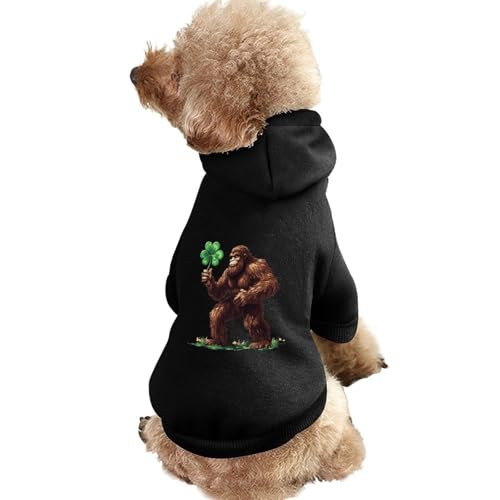Bigfoot Sasquatch Shamrock Irish Proud Lustiger Hunde-Kapuzenpullover, Haustierkostüm, Sweatshirt für kleine, mittelgroße und große Welpen, Katzenkleidung von SMAZDFXX