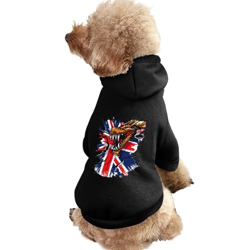 Dragon Grunge England Flag Print Haustier-Hunde-Kapuzenpullover, originelle Kleidung, Pullover-Sweatshirt für kleine Welpen und Katzen von SMAZDFXX
