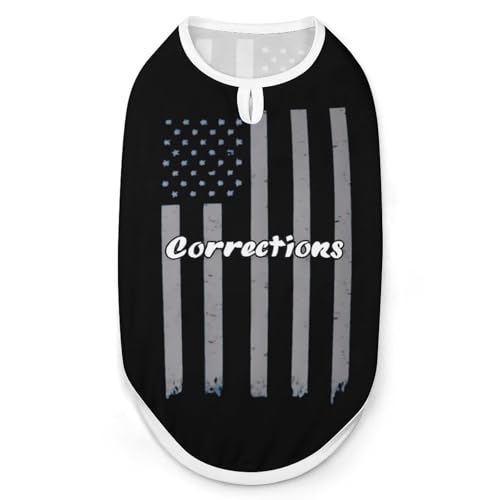 Dünne Silberne Linie Correction Officer Hunde-Shirts mit US-Flaggen-Aufdruck, Haustierkleidung, ärmelloses Tanktop für kleine Welpen und Katzen von SMAZDFXX