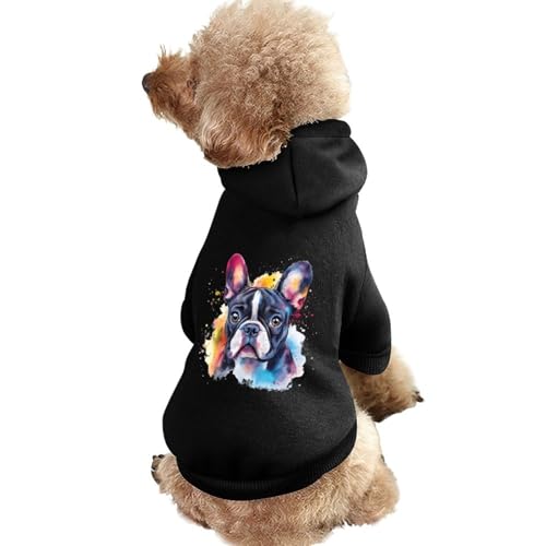 Französische Bulldogge Aquarell Lustiger Hunde-Kapuzenpullover Haustierkostüme Sweatshirt für kleine mittelgroße und große Welpen Katzenkleidung von SMAZDFXX