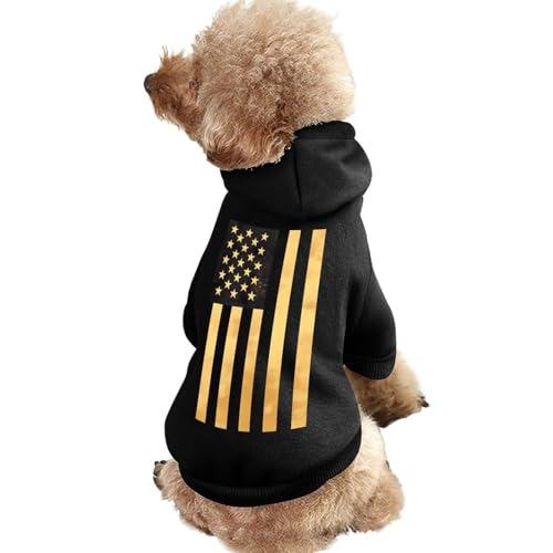 Goldene amerikanische US-Flagge, lustiger Hunde-Kapuzenpullover, Haustierkostüm, Sweatshirt für kleine, mittelgroße und große Welpen, Katzenkleidung von SMAZDFXX