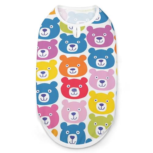 Hunde-Shirts mit Buntem Bärenmuster-Aufdruck, Haustierkleidung, ärmelloses Tanktop für kleine Welpen und Katzen von SMAZDFXX