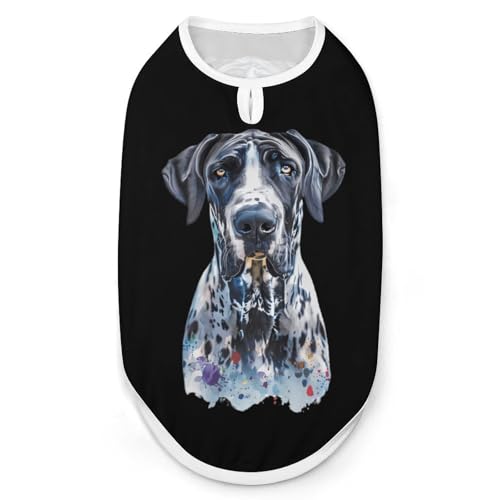 Hunde-Shirts mit Deutsche Dogge-Aufdruck, Haustierkleidung, ärmelloses Tanktop für kleine Welpen und Katzen Hunde-Shirts mit Deutsche Dogge-Aufdruck, Haustierkleidung, ärmelloses Tanktop für kleine Welpen und Katzen von SMAZDFXX
