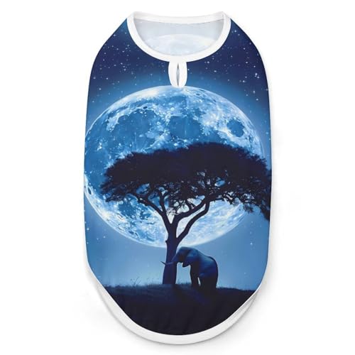 Hunde-Shirts mit Elefanten-Vollmond-Aufdruck, Haustierkleidung, ärmelloses Tanktop für kleine Welpen und Katzen Hunde-Shirts mit Elefanten-Vollmond-Aufdruck, Haustierkleidung, ärmelloses Tanktop für kleine Welpen und Katzen von SMAZDFXX