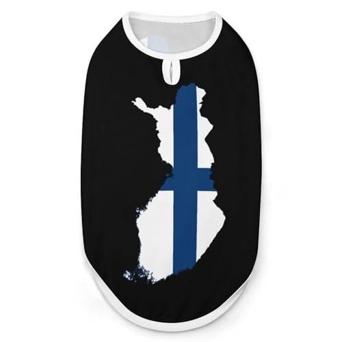 Hunde-Shirts mit Flaggen- und Kartendruck von Finnland, ärmelloses Tanktop für kleine Welpen und Katzen Hunde-Shirts mit Flaggen- und Kartendruck von Finnland, ärmelloses Tanktop für kleine Welpen und Katzen von SMAZDFXX
