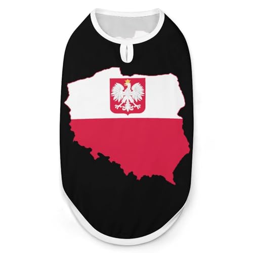 Hunde-Shirts mit Flaggen- und Kartendruck von Polen, ärmelloses Tanktop für kleine Welpen und Katzen von SMAZDFXX
