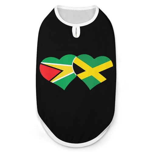 Hunde-Shirts mit Flaggendruck von Jamaika und Guyana, ärmelloses Tanktop für kleine Welpen und Katzen Hunde-Shirts mit Flaggendruck von Jamaika und Guyana, ärmelloses Tanktop für kleine Welpen und Katzen von SMAZDFXX