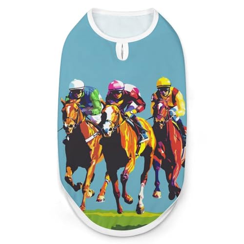 Hunde-Shirts mit Jockey-Pferde-Rennen-Aufdruck, ärmelloses Tanktop für kleine Welpen und Katzen von SMAZDFXX