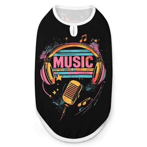 Hunde-Shirts mit Musik-Aufdruck, ärmelloses Tanktop für kleine Welpen und Katzen von SMAZDFXX