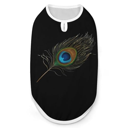 Hunde-Shirts mit Pfauenfeder-Aufdruck, ärmelloses Tanktop für kleine Welpen und Katzen von SMAZDFXX