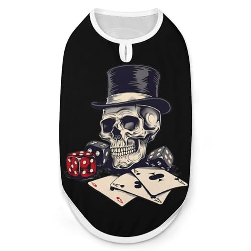 Hunde-Shirts mit Poker-Totenkopf-Spieler-Aufdruck, ärmelloses Tanktop für kleine Welpen und Katzen Hunde-Shirts mit Poker-Totenkopf-Spieler-Aufdruck, ärmelloses Tanktop für kleine Welpen und Katzen von SMAZDFXX