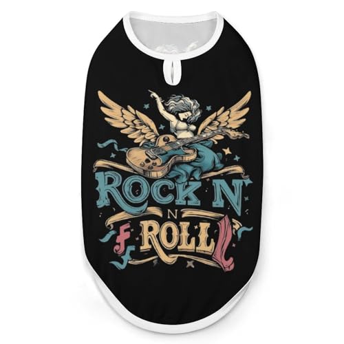 Hunde-Shirts mit Rock-and-Roll-Aufdruck, ärmelloses Tanktop für kleine Welpen und Katzen von SMAZDFXX