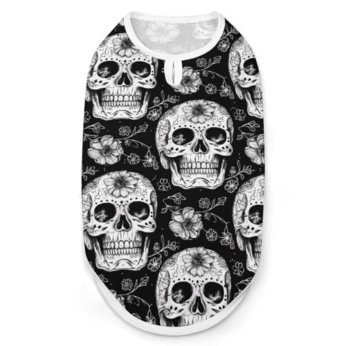 Hunde-Shirts mit Totenkopf-Aufdruck, Haustierkleidung, ärmelloses Tanktop für kleine Welpen und Katzen von SMAZDFXX