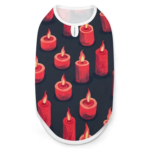 Hunde-Shirts mit rotem Kerzen-Aufdruck, ärmelloses Tanktop für kleine Welpen und Katzen Hunde-Shirts mit rotem Kerzen-Aufdruck, ärmelloses Tanktop für kleine Welpen und Katzen von SMAZDFXX