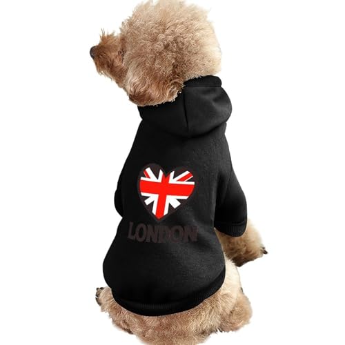 I Love London Lustiger Hunde-Kapuzenpullover, Haustierkostüm, Sweatshirt für kleine, mittelgroße und große Welpen, Katzenkleidung von SMAZDFXX
