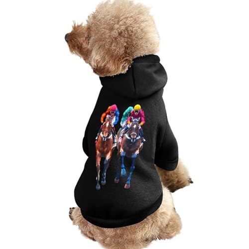 Jockeys Pferderennen Lustiger Hunde-Kapuzenpullover Haustierkostüme Sweatshirt für kleine mittelgroße und große Welpen Katzenkleidung von SMAZDFXX