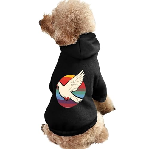 Kapuzenpullover für Hunde im Retro-Regenbogen-Tauben-Print, originelle Kleidung, Pullover-Sweatshirt für kleine Welpen und Katzen Kapuzenpullover für Hunde im Retro-Regenbogen-Tauben-Print, originelle Kleidung, Pullover-Sweatshirt für kleine Welpen und Katzen von SMAZDFXX