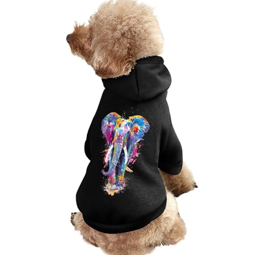 Kapuzenpullover für Hunde mit Aquarell-Elefanten-Print, originelle Kleidung, Pullover-Sweatshirt für kleine Welpen und Katzen von SMAZDFXX