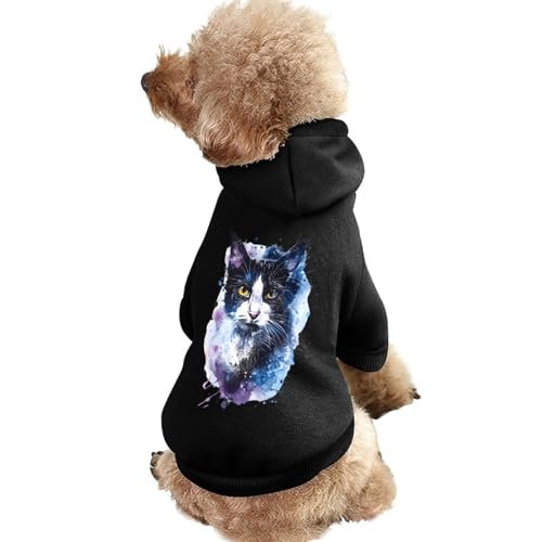Kapuzenpullover für Hunde mit Aquarell-Katzen-Print, originelle Kleidung, Pullover-Sweatshirt für kleine Welpen und Katzen von SMAZDFXX