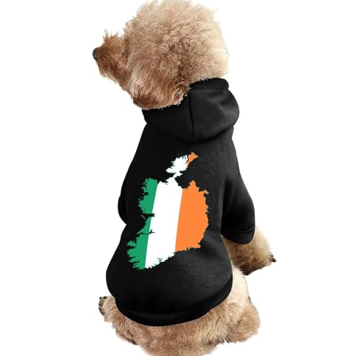 Kapuzenpullover für Hunde mit Flaggen- und Kartendruck von Irland, originelle Kleidung, Pullover-Sweatshirt für kleine Welpen und Katzen von SMAZDFXX