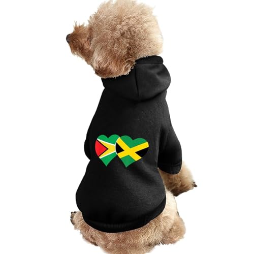 Kapuzenpullover für Hunde mit Flaggendruck von Jamaika und Guyana, originelle Kleidung, Pullover-Sweatshirt für kleine Welpen und Katzen von SMAZDFXX