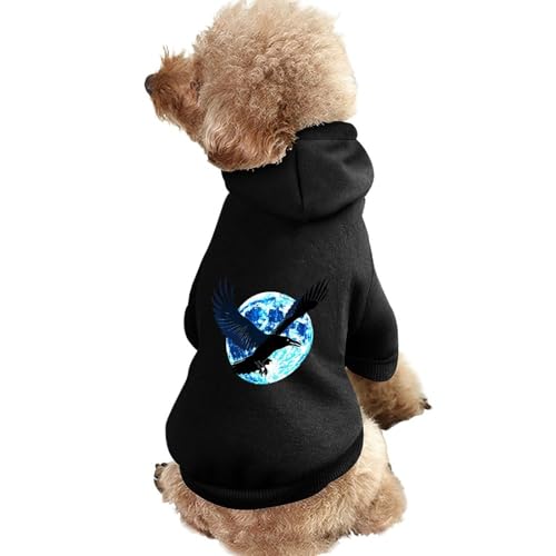 Kapuzenpullover für Hunde mit fliegendem Raben-Vollmond-Aufdruck, originelle Kleidung, Pullover-Sweatshirt für kleine Welpen und Katzen von SMAZDFXX