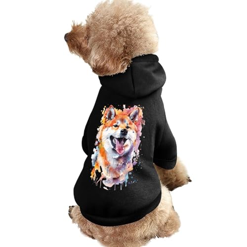 Kapuzenpullover für Hunde mit lächelndem Shiba Inu-Hundedruck, originelle Kleidung, Pullover-Sweatshirt für kleine Welpen und Katzen von SMAZDFXX