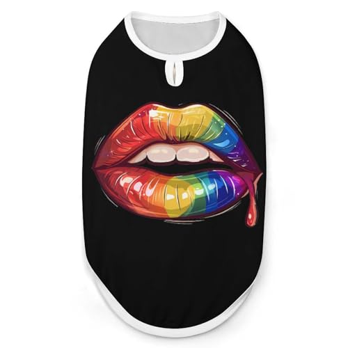 LGBT Gay Rainbow Lip Print Hunde-Shirts, Haustierkleidung, ärmelloses Tanktop für kleine Welpen und Katzen LGBT Gay Rainbow Lip Print Hunde-Shirts, Haustierkleidung, ärmelloses Tanktop für kleine Welpen und Katzen von SMAZDFXX