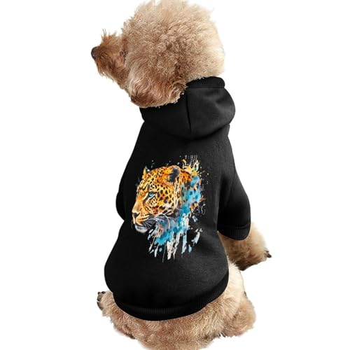 Lustiger Hunde-Kapuzenpullover mit Aquarell-Leoparden-Motiv, Haustierkostüm, Sweatshirt für kleine, mittelgroße und große Welpen, Katzenkleidung von SMAZDFXX