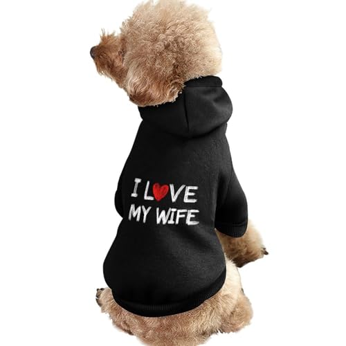 Lustiger Hunde-Kapuzenpullover mit Aufschrift „I Love My Wife, Haustierkostüm, Sweatshirt für kleine, mittelgroße und große Welpen, Katzenkleidung von SMAZDFXX