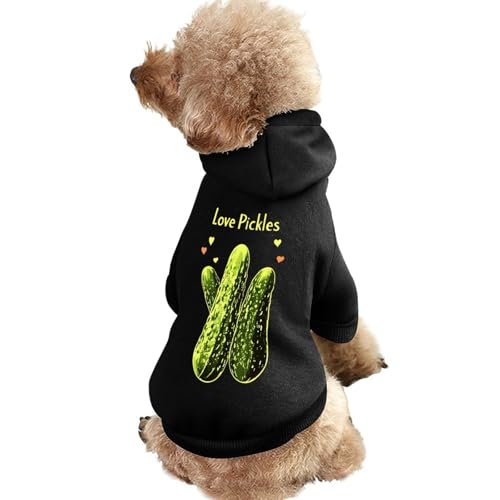 Lustiger Hunde-Kapuzenpullover mit Aufschrift „I Love Pickles, Haustierkostüm, Sweatshirt für kleine, mittelgroße und große Welpen, Katzenkleidung von SMAZDFXX