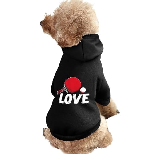 Lustiger Hunde-Kapuzenpullover mit Aufschrift „I Love Table Tennis, Haustierkostüm, Sweatshirt für kleine, mittelgroße und große Welpen, Katzenkleidung von SMAZDFXX