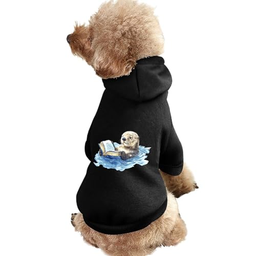 Lustiger Hunde-Kapuzenpullover mit Aufschrift „Reading Sea Otter, Haustierkostüm, Sweatshirt für kleine, mittelgroße und große Welpen, Katzenkleidung von SMAZDFXX