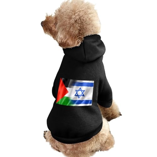 Lustiger Hunde-Kapuzenpullover mit Israel-Palästina-Flagge, Haustierkostüm, Sweatshirt für kleine, mittelgroße und große Welpen, Katzenkleidung von SMAZDFXX