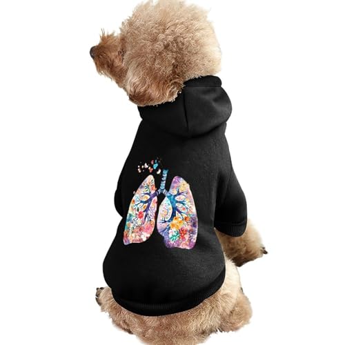 Lustiger Hunde-Kapuzenpullover mit Lungen und Blumen, Aquarell, Haustierkostüm, Sweatshirt für kleine, mittelgroße und große Welpen, Katzenkleidung von SMAZDFXX