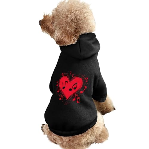 Lustiger Hunde-Kapuzenpullover mit Musik-Herznoten, Haustierkostüm, Sweatshirt für kleine, mittelgroße und große Welpen, Katzenkleidung von SMAZDFXX