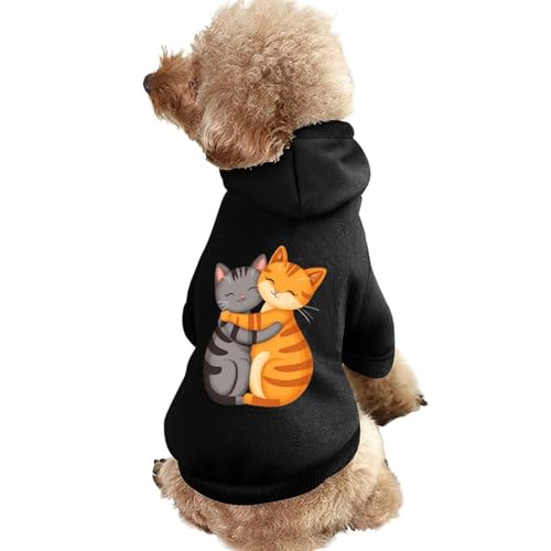 Lustiger Hunde-Kapuzenpullover mit Zwei umarmenden Katzen, Haustierkostüm, Sweatshirt für kleine, mittelgroße und große Welpen, Katzenkleidung von SMAZDFXX