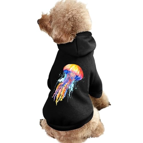 Lustiger Hunde-Kapuzenpullover mit bunten Wasserfarben-Quallen, Haustierkostüm, Sweatshirt für kleine, mittelgroße und große Welpen, Katzenkleidung von SMAZDFXX