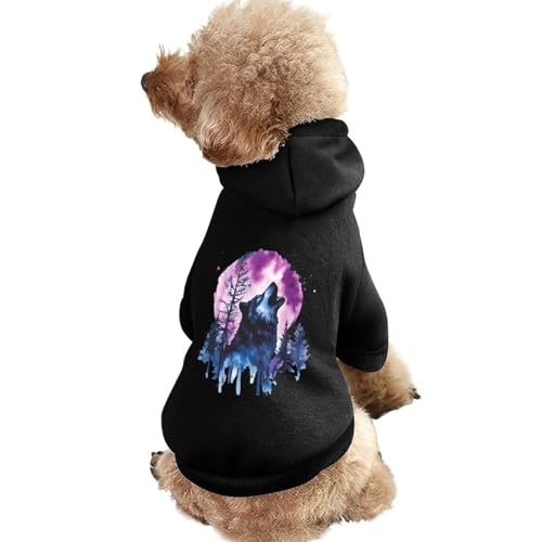 Lustiger Hunde-Kapuzenpullover mit heulendem Wolf, Aquarell-Motiv, Haustierkostüm, Sweatshirt für kleine, mittelgroße und große Welpen, Katzenkleidung von SMAZDFXX