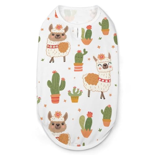 Niedliche Hunde-Shirts mit Lama- und Kaktus-Aufdruck, Haustierkleidung, ärmelloses Tanktop für kleine Welpen und Katzen Niedliche Hunde-Shirts mit Lama- und Kaktus-Aufdruck, Haustierkleidung, ärmelloses Tanktop für kleine Welpen und Katzen von SMAZDFXX