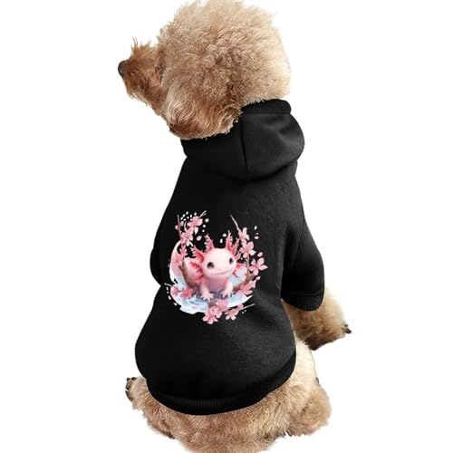 Niedlicher Kapuzenpullover für Hunde mit Axolotl-Kirschblumen-Aufdruck, originelle Kleidung, Pullover-Sweatshirt für kleine Welpen und Katzen von SMAZDFXX
