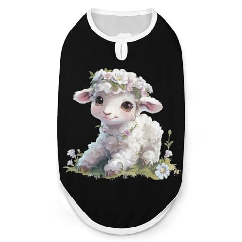 Niedliches Hunde-Shirt mit Lamm-Blumen-Print, Haustierkleidung, ärmelloses Tanktop für kleine Welpen und Katzen Niedliches Hunde-Shirt mit Lamm-Blumen-Print, Haustierkleidung, ärmelloses Tanktop für kleine Welpen und Katzen von SMAZDFXX