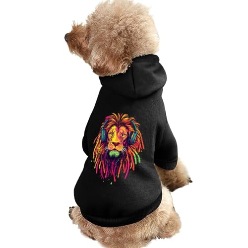 Rasta Reggae Jamaikanischer Löwe von Judah Lustiger Hunde-Kapuzenpullover Haustierkostüm Sweatshirt für kleine mittelgroße und große Welpen Katzenkleidung von SMAZDFXX