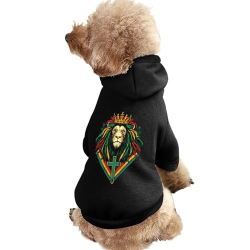 Rastafari Rasta Löwe mit gekröntem, lustigem Hunde-Kapuzenpullover, Haustierkostüm, Sweatshirt für kleine, mittelgroße und große Welpen, Katzenkleidung von SMAZDFXX