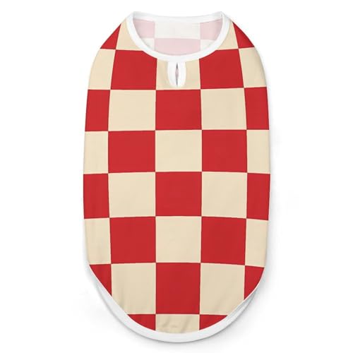Rot und Creme kariert kariert Print Hundehemden Haustierkleidung Ärmelloses Tanktop für kleine Welpen und Katzen Rot und Creme kariert kariert Print Hundehemden Haustierkleidung Ärmelloses Tanktop für kleine Welpen und Katzen von SMAZDFXX