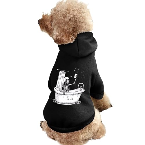Skelett in der Badewanne, lustiger Hunde-Kapuzenpullover, Haustierkostüm, Sweatshirt für kleine, mittelgroße und große Welpen, Katzenkleidung von SMAZDFXX