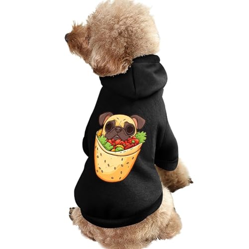 Taco-Pug Lustiger Hunde-Kapuzenpullover, Haustierkostüm, Sweatshirt für kleine, mittelgroße und große Welpen, Katzenkleidung von SMAZDFXX