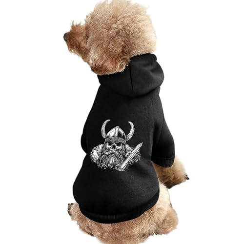 Wikinger-Totenkopf Nordischer Krieger Lustiger Hunde-Kapuzenpullover Haustierkostüm Sweatshirt für kleine mittelgroße und große Welpen Katzenkleidung von SMAZDFXX