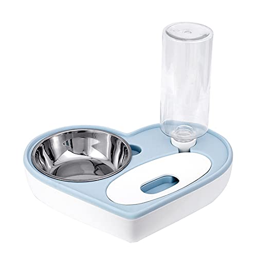 SMCOOL Automatische Haustierwassereinzug mit Schüssel, 2-in-1-Fütterungsschale und automatischer Wasserspender, Doppelschalen-Zuführer für Katzen ohne nassen Mund Blue von SMCOOL
